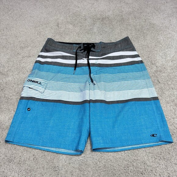 O’Neill Board Shorts Men’s Blue Gray White Drawstring Pockets Size 32 - Picture 1 of 12